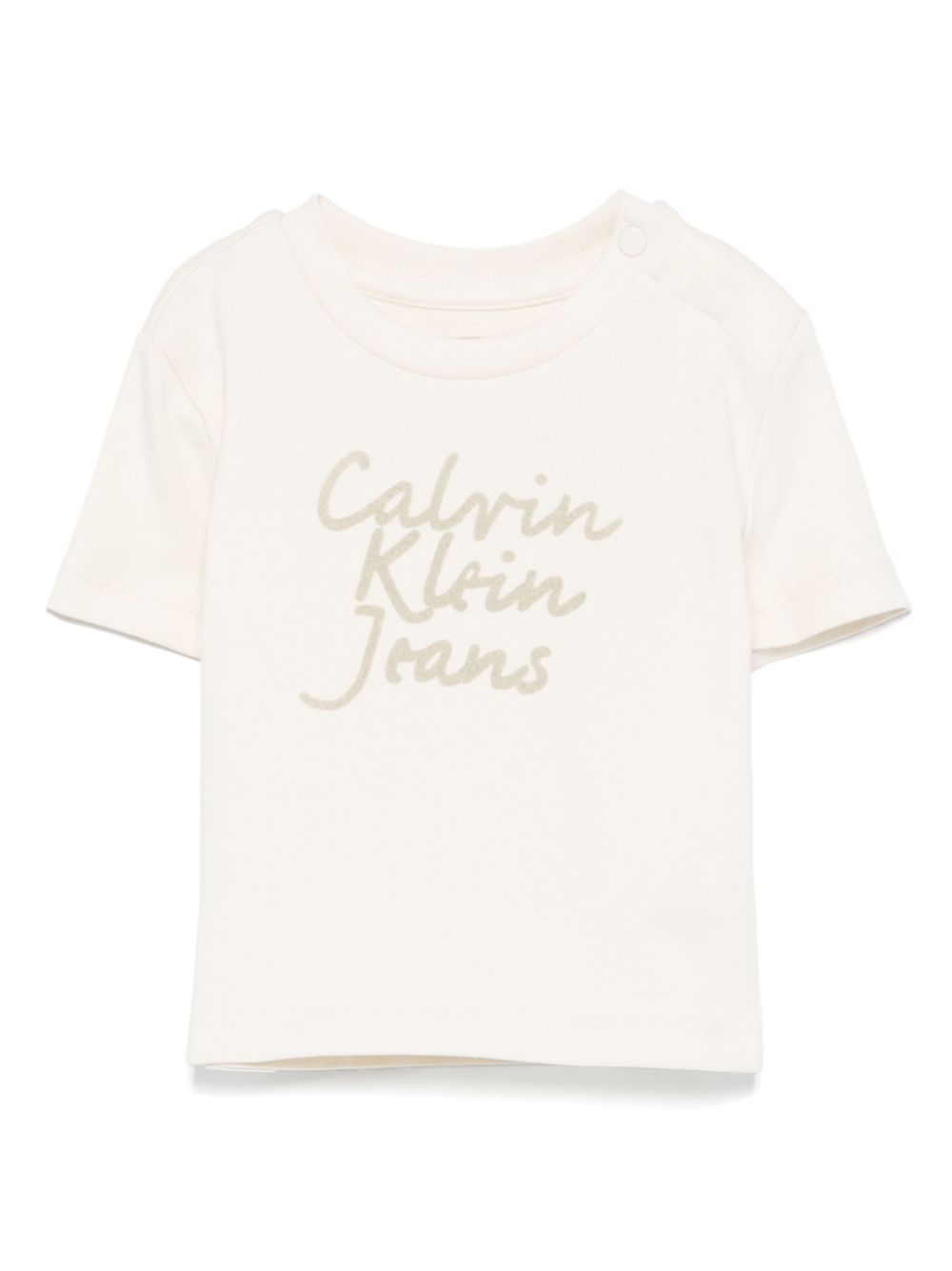 T-shirt con stampa per neonato Calvin Klein Kids beige con girocollo - Rubino Kids