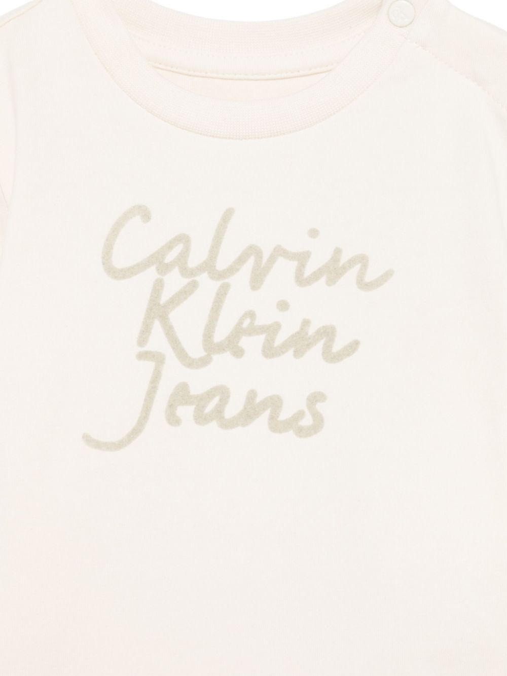 T-shirt con stampa per neonato Calvin Klein Kids beige con girocollo - Rubino Kids