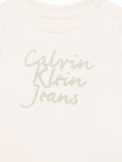 T-shirt con stampa per neonato Calvin Klein Kids beige con girocollo - Rubino Kids