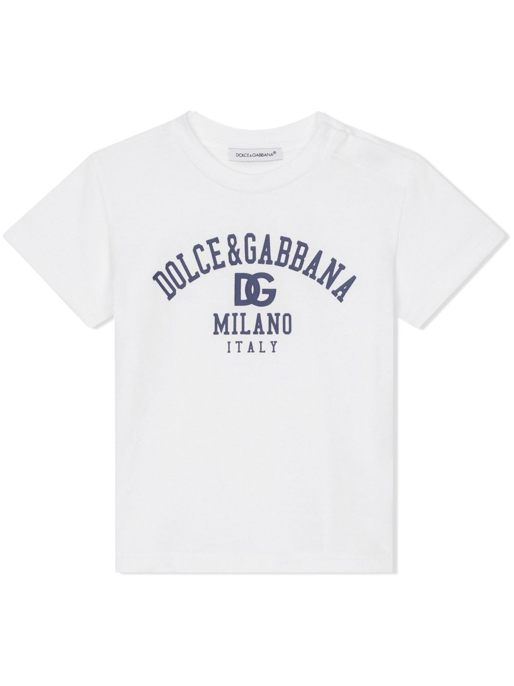 T-shirt con stampa per neonato Dolce & Gabbana Kids bianco con orlo dritto - Rubino Kids