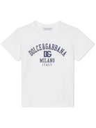 T-shirt con stampa per neonato Dolce & Gabbana Kids bianco con orlo dritto - Rubino Kids