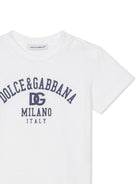 T-shirt con stampa per neonato Dolce & Gabbana Kids bianco con orlo dritto - Rubino Kids