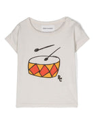 T-shirt con stampa Play the Drum - Rubino Kids