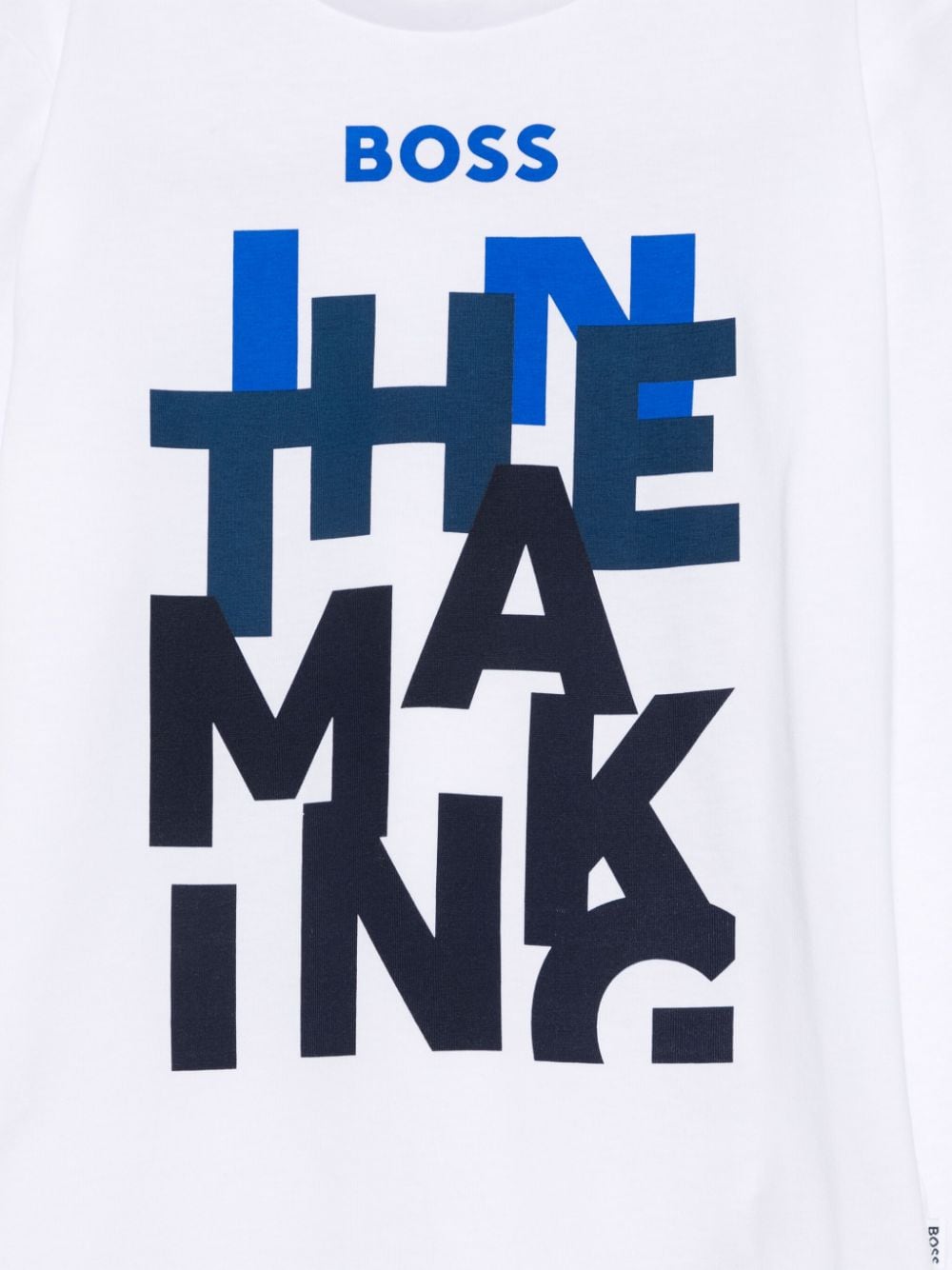 T-shirt con stampa slogan per bambino BOSS Kidswear bianca con scollo rotondo - Rubino Kids