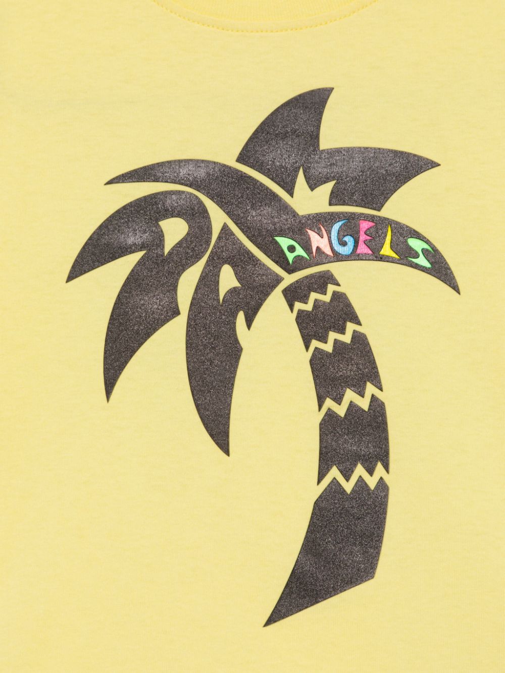 T-shirt con stampa Surf Palm per bambino Palm Angels Kids giallo con orlo dritto - Rubino Kids