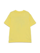 T-shirt con stampa Surf Palm per bambino Palm Angels Kids giallo con orlo dritto - Rubino Kids