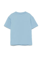 T-shirt con stampa Teddy Bear per bambino Palm Angels Kids blu con girocollo - Rubino Kids