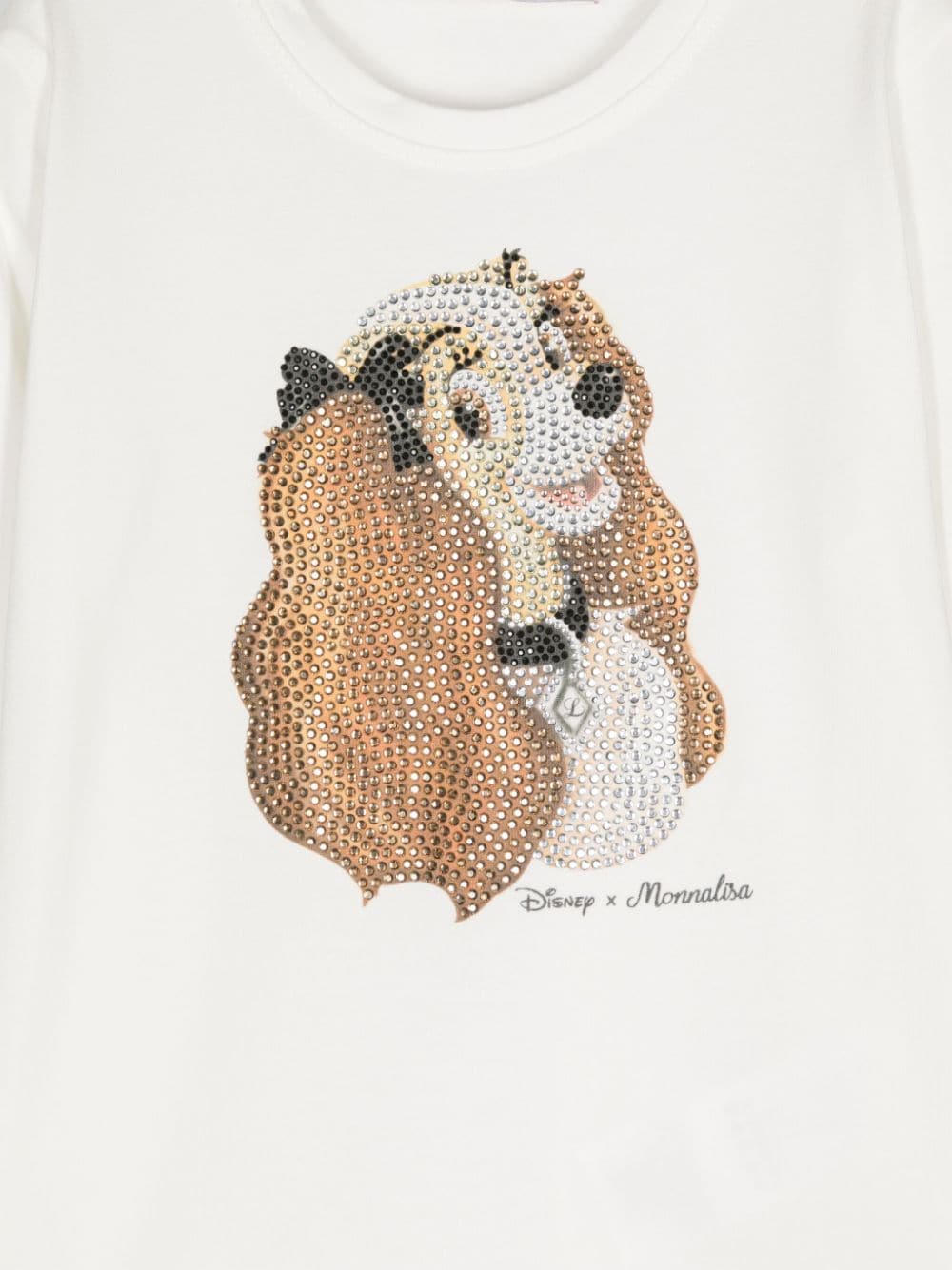 T-shirt con strass x Disney per bambina Monnalisa bianco con jersey leggero - Rubino Kids