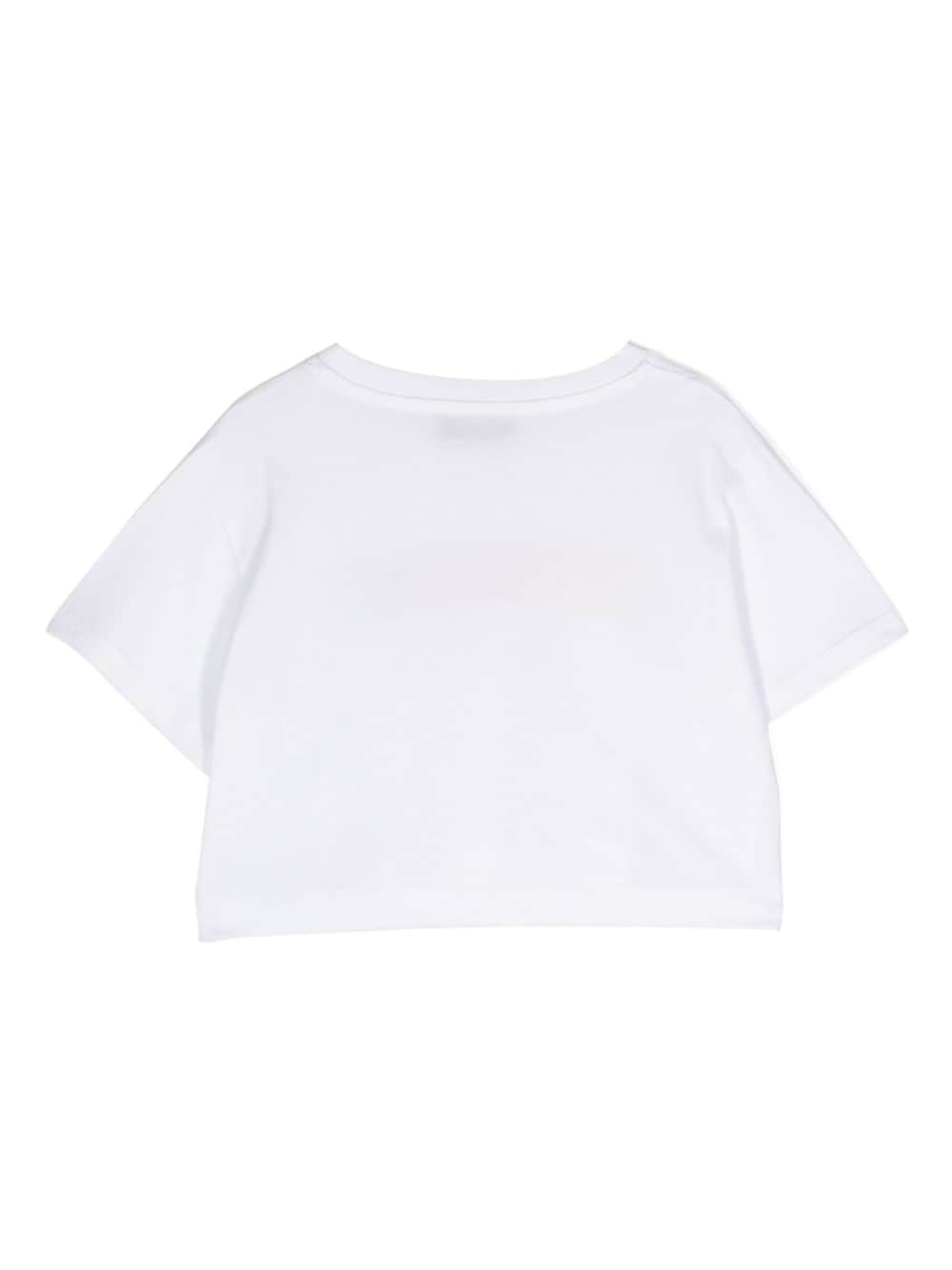 T - shirt cropped con logo ricamato - Rubino Kids