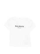 T-shirt da neonato balmain Kids bianca con stampa logo - Rubino Kids