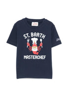 T-shirt Denver per bambino MC2 Saint Barth Kids blu con stampa grafica sul davanti - Rubino Kids