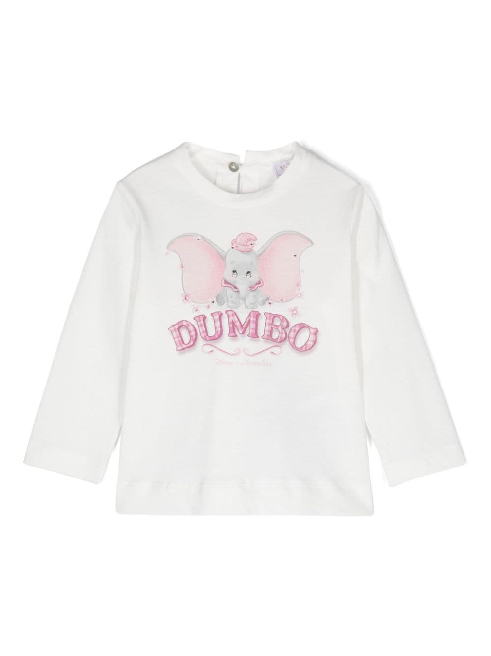 T-shirt Dumbo x Disney per neonata Monnalisa bianco con stampa sul davanti - Rubino Kids