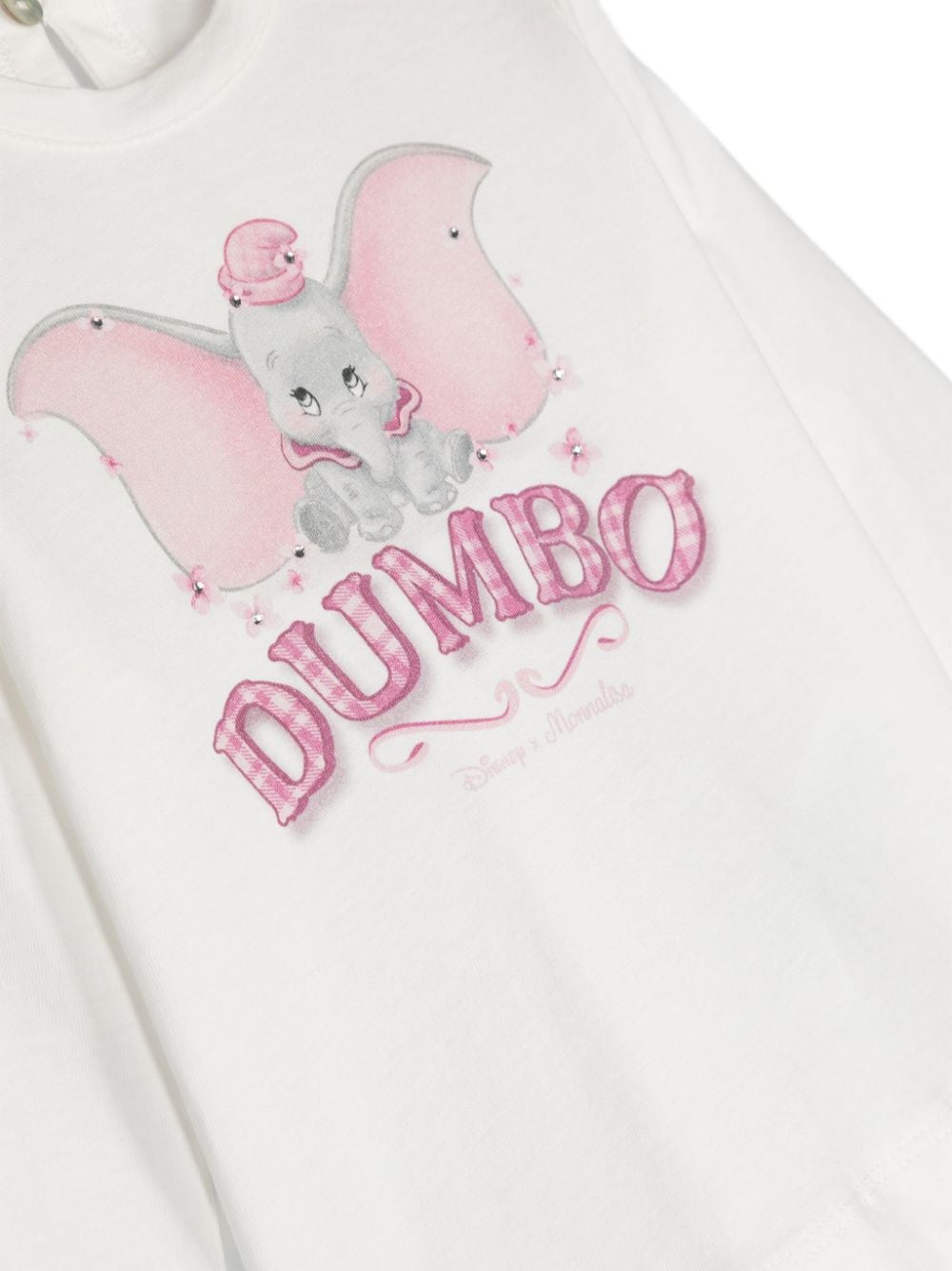 T-shirt Dumbo x Disney per neonata Monnalisa bianco con stampa sul davanti - Rubino Kids