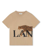 T-shirt girocollo con stampa per bambino Lanvin Enfant beige con stampa animalier - Rubino Kids