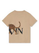 T-shirt girocollo con stampa per bambino Lanvin Enfant beige con stampa animalier - Rubino Kids