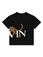 T-shirt girocollo con stampa per bambino Lanvin Enfant nero con stampa animalier - Rubino Kids