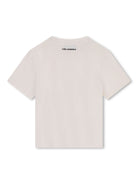 T-shirt girocollo per bambina Karl Lagerfeld Kids bianco con stampa Choupette - Rubino Kids