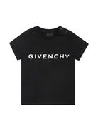 T shirt Givenchy classica nera per bambina con stampa centrale bianca - Rubino Kids