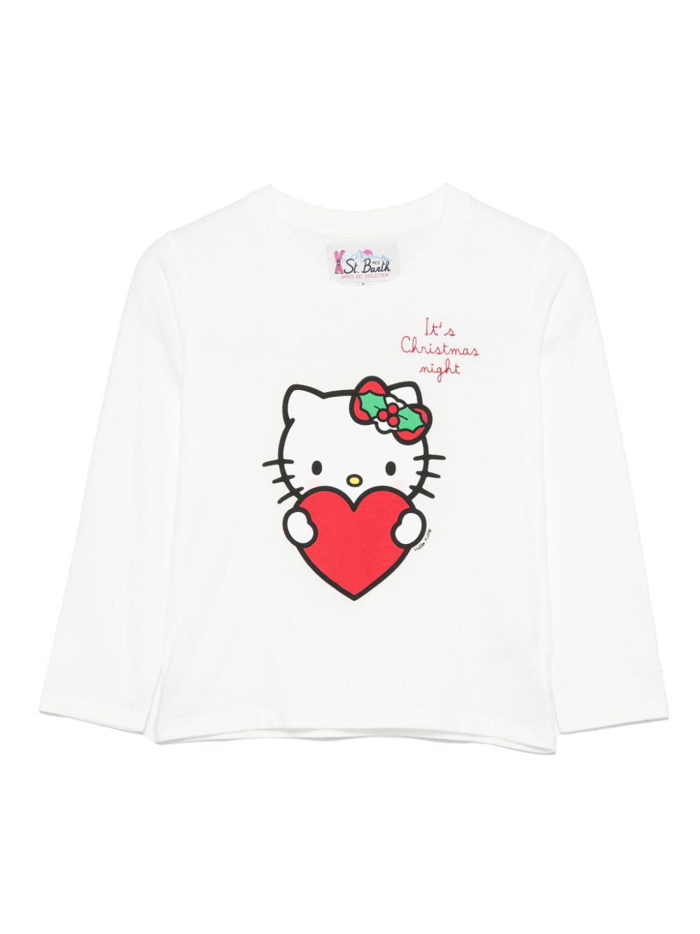 T-shirt Hello Kitty Christmas per bambina MC2 Saint Barth Kids bianca con jersey leggero - Rubino Kids