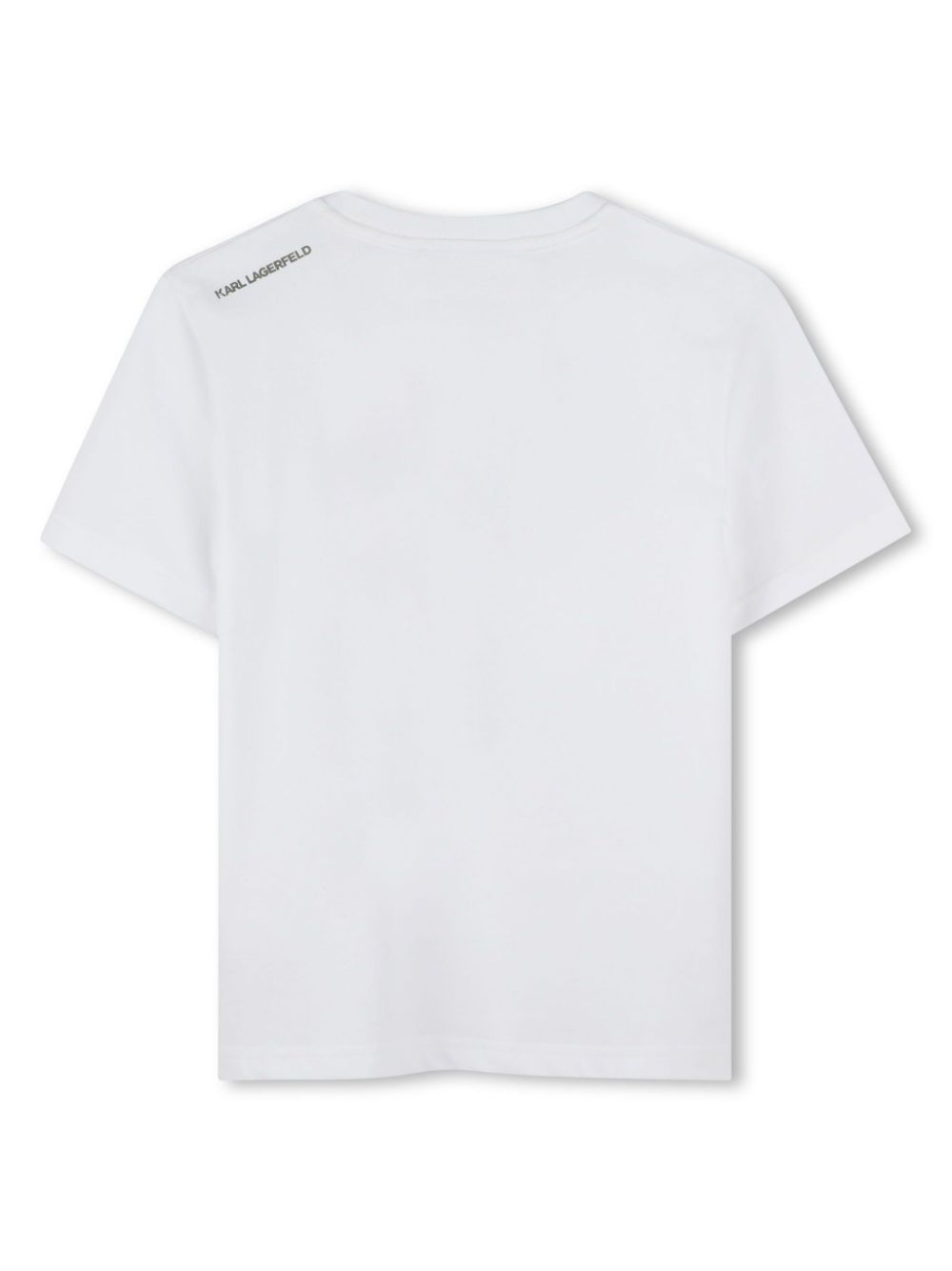 T-shirt Ikonik Karl per bambina Karl Lagerfeld Kids bianco con stampa logo sul retro - Rubino Kids