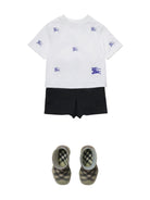 T-shirt in cotone con stampa logo per neonato Burberry Kids bianco con orlo dritto - Rubino Kids