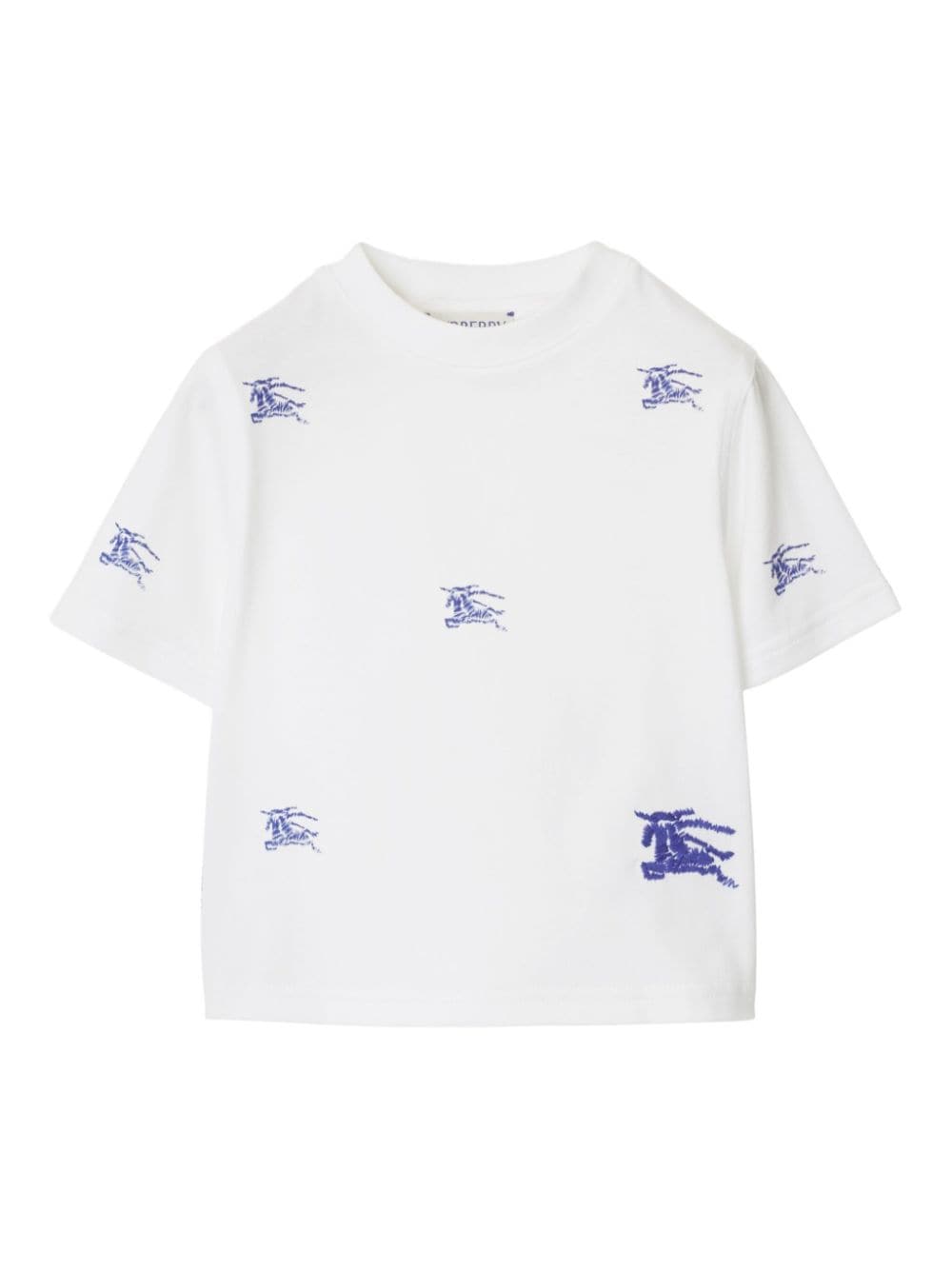 T-shirt in cotone con stampa logo per neonato Burberry Kids bianco con orlo dritto - Rubino Kids