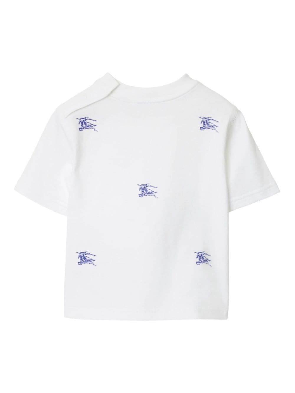 T-shirt in cotone con stampa logo per neonato Burberry Kids bianco con orlo dritto - Rubino Kids