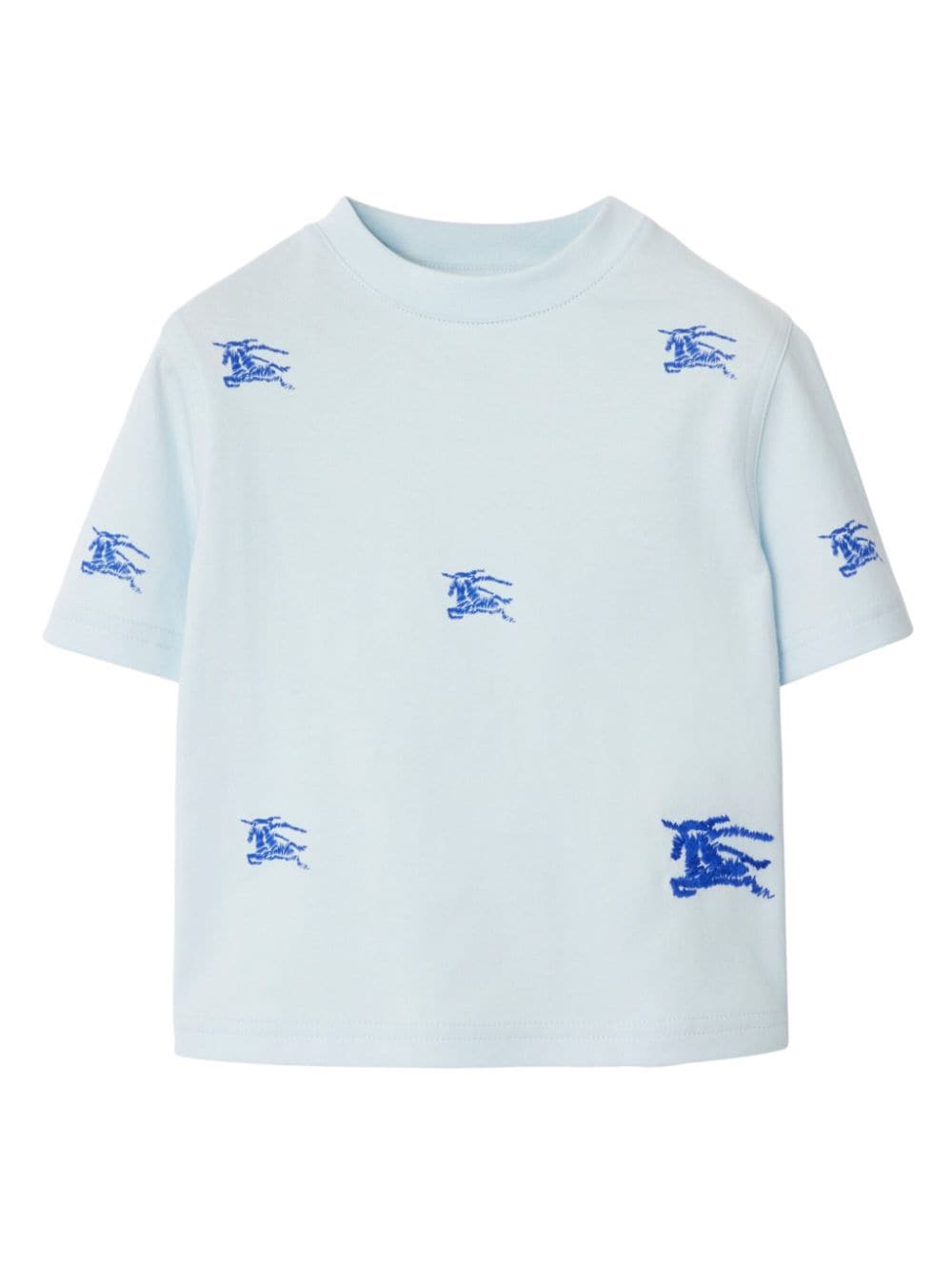 T-shirt in cotone con stampa logo per neonato Burberry Kids blu con girocollo - Rubino Kids