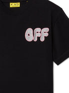 T-shirt in cotone per bambina Off - White Kids nero con scollo rotondo - Rubino Kids