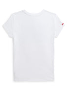 T-shirt in cotone per bambina Ralph Lauren Kids bianco con applicazione bandiera - Rubino Kids