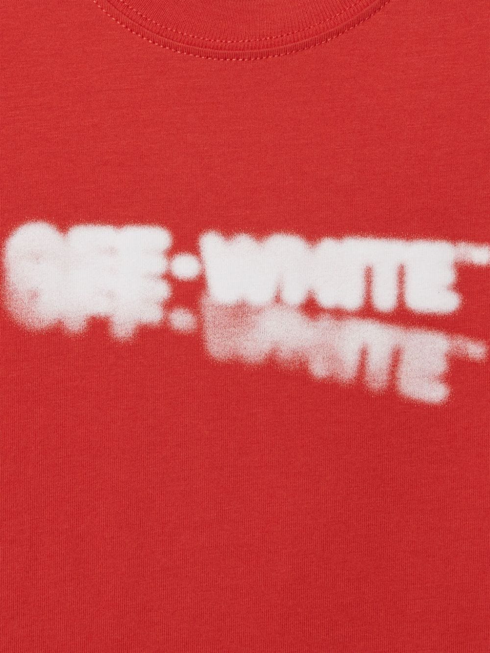 T-shirt in cotone per bambino Off - White Kids rosso con logo stampato sul davanti - Rubino Kids