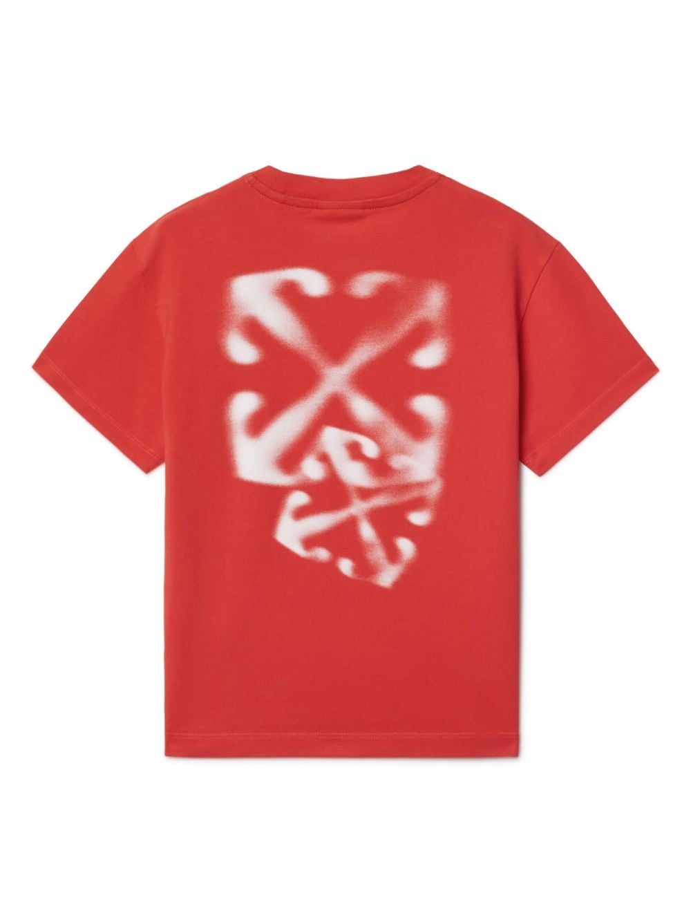 T-shirt in cotone per bambino Off - White Kids rosso con logo stampato sul davanti - Rubino Kids