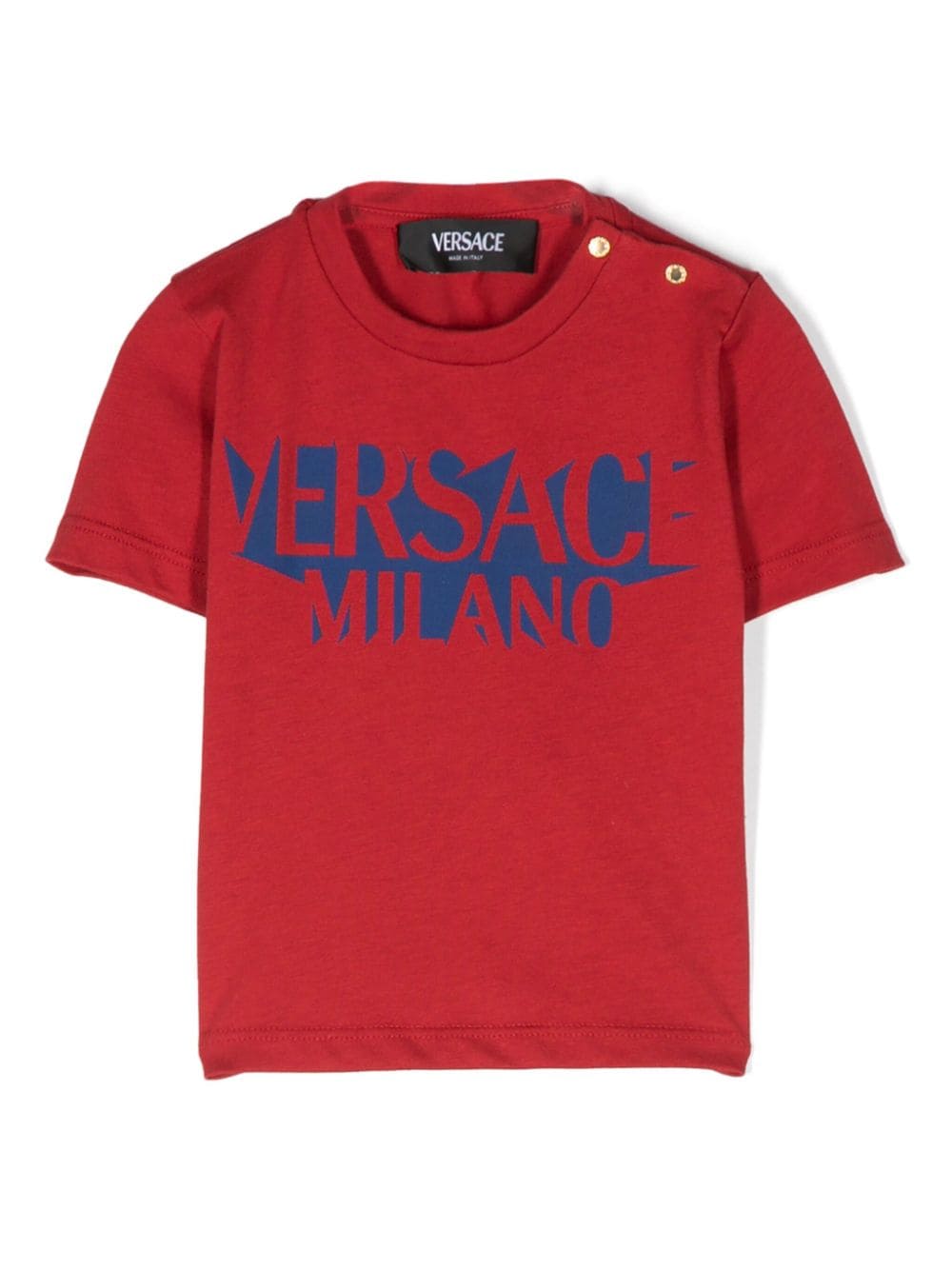 T-shirt in cotone per neonato Versace Kids rosso con stampa logo - Rubino Kids