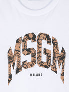 T-shirt in jersey per bambino MSGM Kids bianco con bordi a coste - Rubino Kids