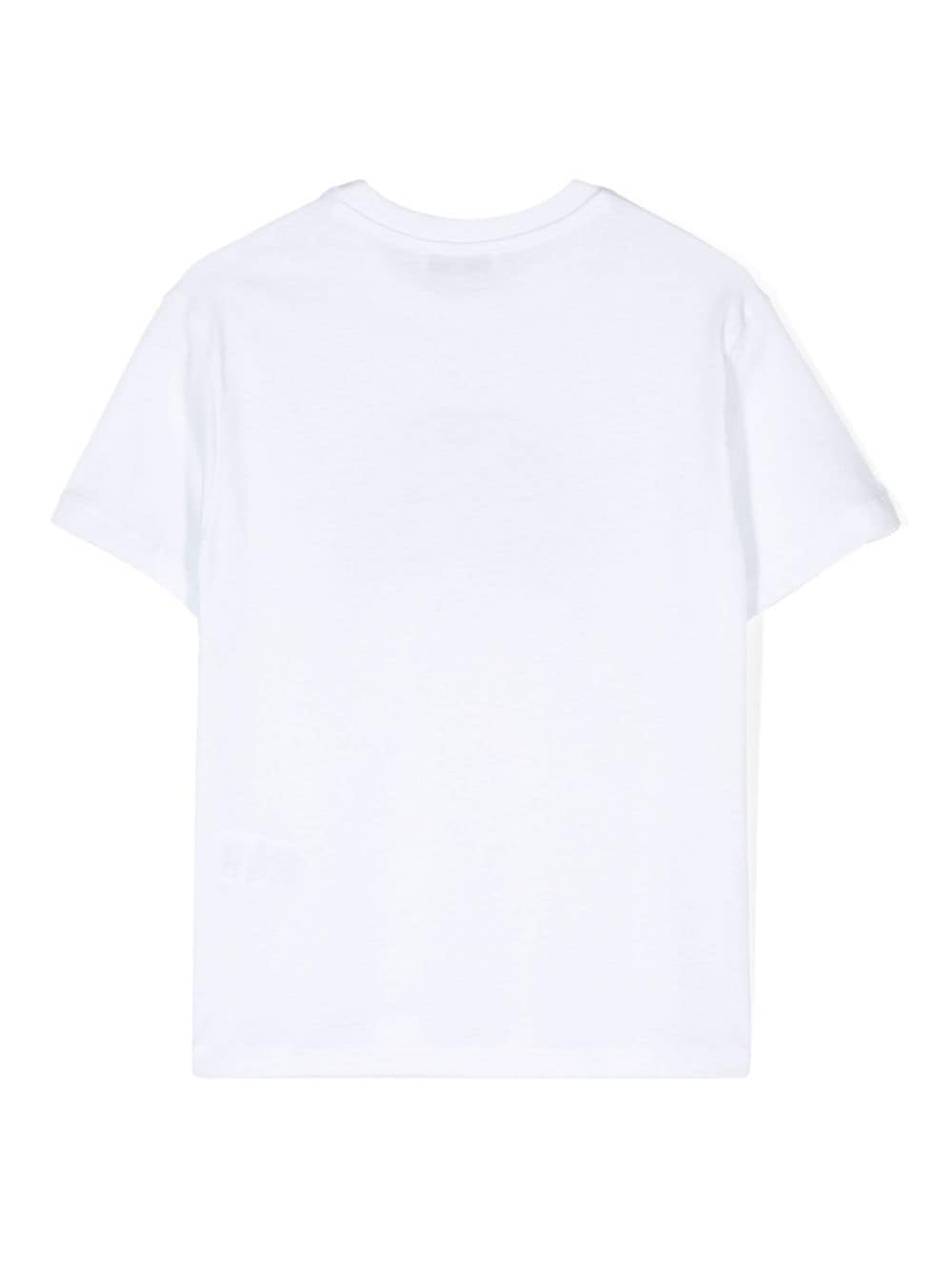 T-shirt in jersey per bambino MSGM Kids bianco con bordi a coste - Rubino Kids