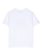 T-shirt in jersey per bambino MSGM Kids bianco con bordi a coste - Rubino Kids