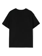 T-shirt in jersey per bambino MSGM Kids nero con bordi a coste - Rubino Kids