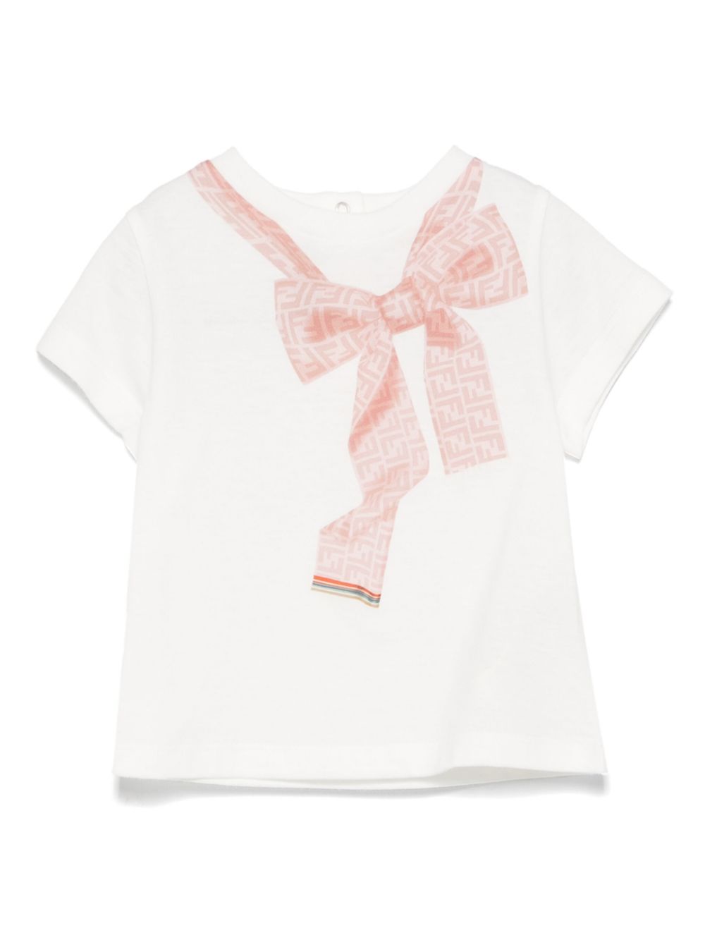 T-shirt junior per neonata Fendi Kids bianco con orlo dritto - Rubino Kids