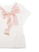 T-shirt junior per neonata Fendi Kids bianco con orlo dritto - Rubino Kids