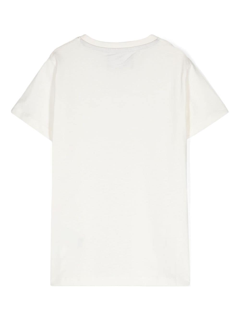 T shirt lunga per bambina bianca con stampa centrale logo John Richmond classica - Rubino Kids