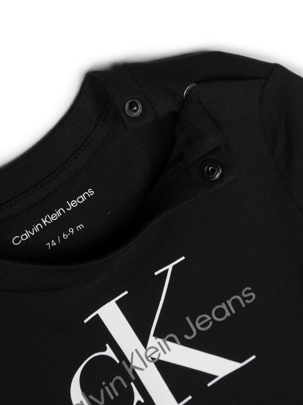 T-shirt maniche lunghe con stampa per neonato Calvin Klein Kids nero con logo sul davanti - Rubino Kids