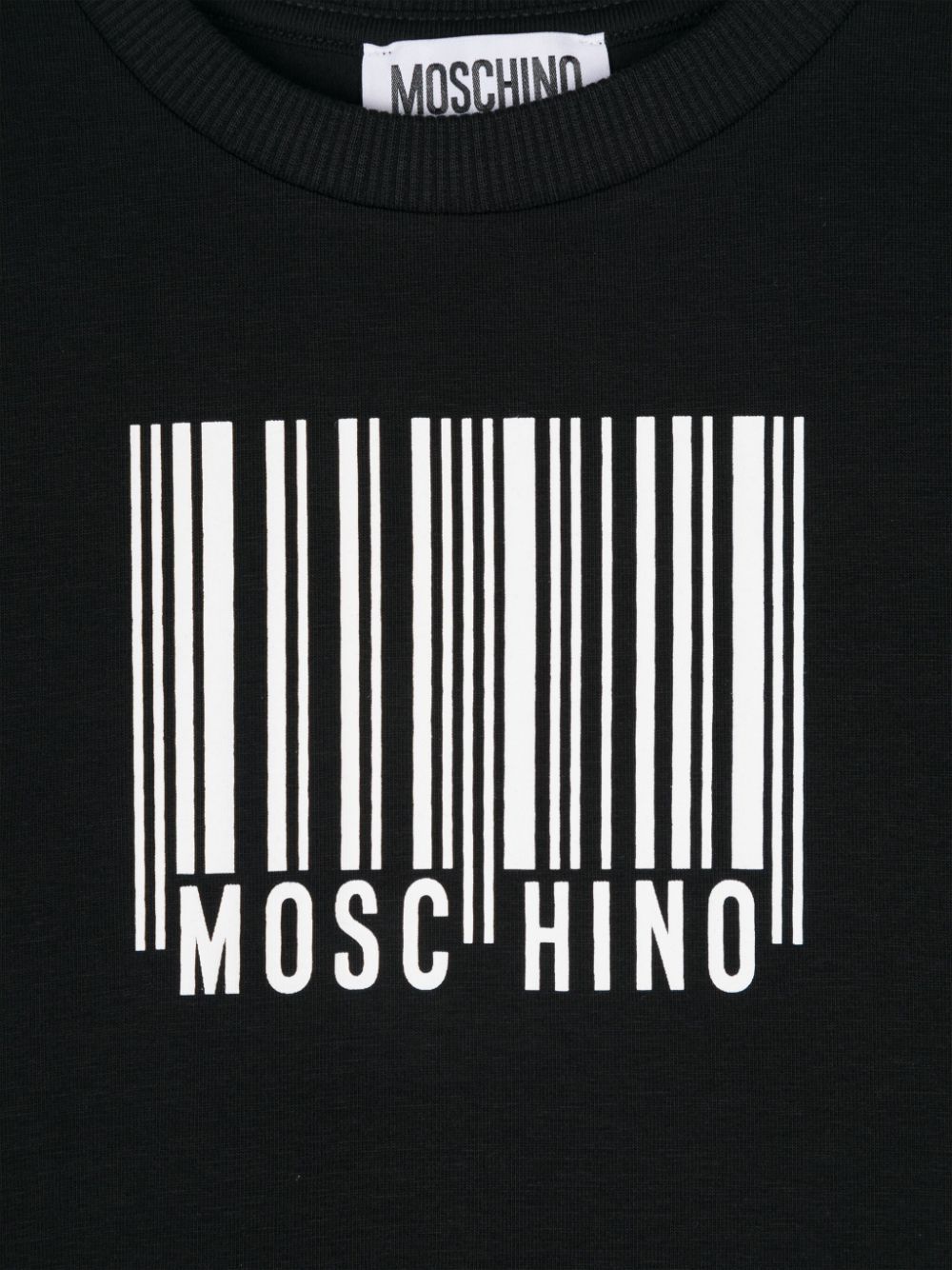 T shirt nera per bambina Moschino Kids con stampa codice a barre - Rubino Kids