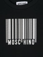 T shirt nera per bambina Moschino Kids con stampa codice a barre - Rubino Kids