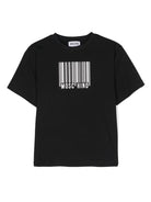 T shirt nera per bambina Moschino Kids con stampa codice a barre - Rubino Kids