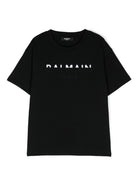 T-shirt nera per bambino con logo Balmain Paris bianco e nero - Rubino Kids