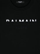 T-shirt nera per bambino con logo Balmain Paris bianco e nero - Rubino Kids