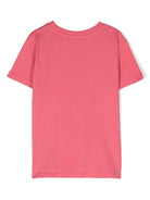 T-shirt per bambina Balmain Kids rosa con stampa logo Balmain Paris oro - Rubino Kids