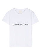 T shirt per bambina bianca con logo centrale Givenchy nero classico - Rubino Kids