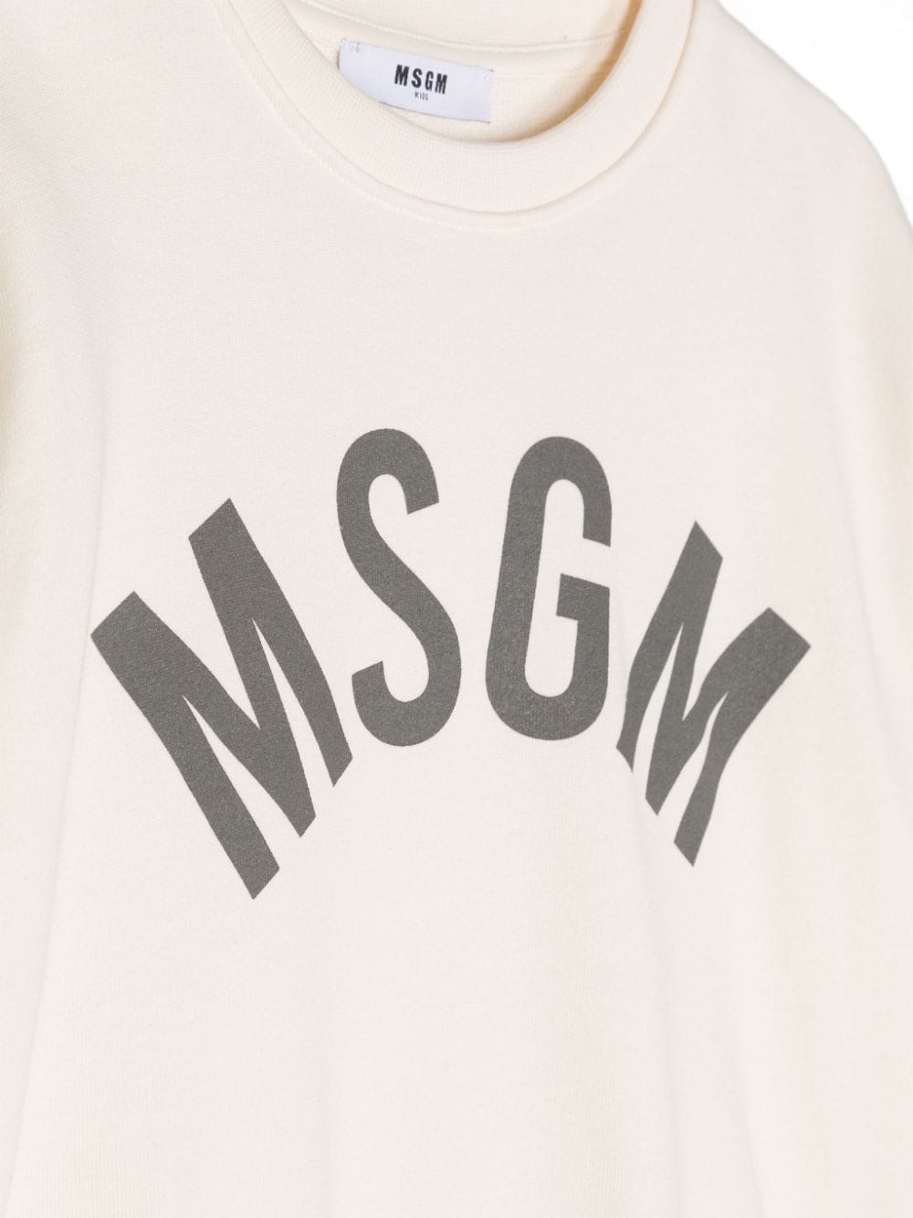 T shirt per bambina bianca con logo centrale MSGM grigio ad arco - Rubino Kids