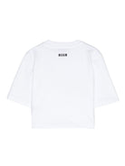 T shirt per bambina bianca con logo MSGM firmato - Rubino Kids